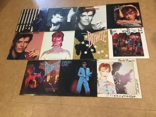 11 David Bowie Lp Record Albums.  Aladdin Sane,  Live,  Young Americans,  " Heroes ".
