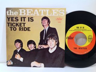The Beatles - Ticket To Ride / Yes It Is - Capitol 1965 Picture Sleeve 45
