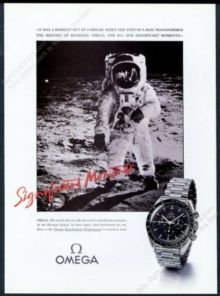 1991 Omega Speedmaster Professional Moon Watch Astronaut Photo Vintage Print Ad