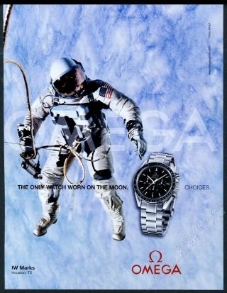 2004 Omega Speedmaster Professional Moonwatch Nasa Astronaut Photo Print Ad