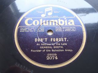 COLUMBIA 78 RECORD A SALVATION ARMY ADDRESS BY THE LATE GENERAL BOOTH 2074 5