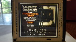 Vintage Glass Advertisement Slides,  Stewart Warner Radio With Reproducer