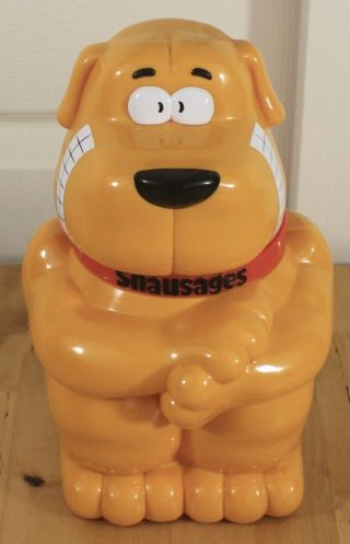 Vintage 1991 Talking Snausages Dog Treat Biscuit Cookie Jar Container