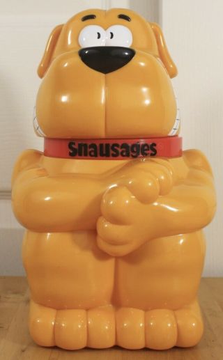 Vintage 1991 Talking Snausages Dog Treat Biscuit Cookie Jar Container 2