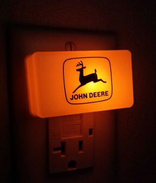 Vtg John Deere Night Light Tractor Farm Implement Advertising Orange With Logo