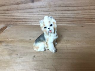 Vintage Yorkshire Terrier Dog Figure Miniature Bow Rare