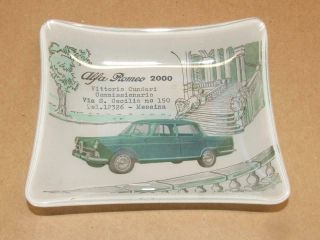 Vtg Alpha Romeo 2000 Advertising Messina Italy Dealer Glass Ashtray Coin Dish 5 "