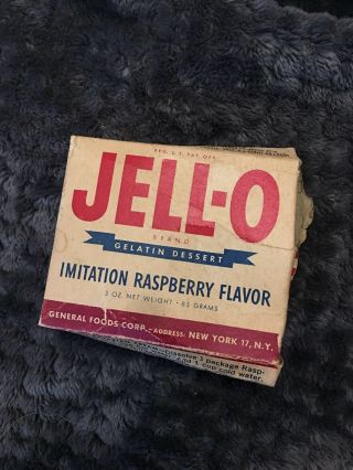 Vintage Jello Box Imitation Raspberry Flavor Opened Empty Box Display Kitchen