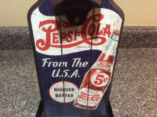 vintage look Pepsi Cola Bottle shaped Opener Wall Mount man - cave Bottlecap 2