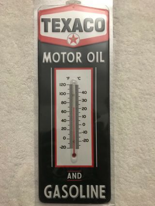 Texaco Motor Oil And Gasoline Thermometer.  In.  Sign