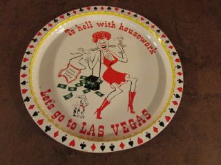 Vintage Tin Tray Drink Las Vegas Cocktail Lounge To Hell With Housework Lets Go