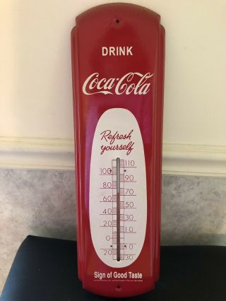 Vintage Coca Cola Metal Advertising Sign And Thermometer.