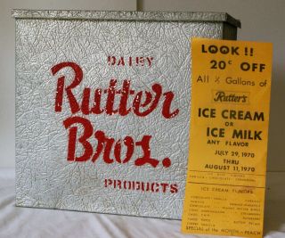 Vintage Rutter Brothers Dairy Insulated Porch Milk Box,  Advertising Flyer,
