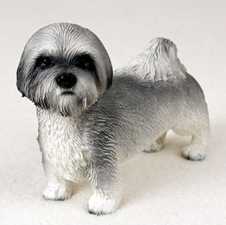 Lhasa Apso Figurine Hand Painted Collectible Statue Gray Sport