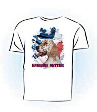 English Setter Orange Stars & Stripes Personalized Pet T Shirt