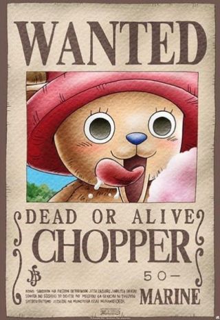 One Piece Chopper Wanted Dead Or Alive 27x39 Anime Art Poster