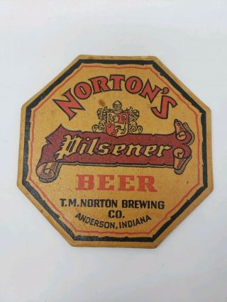 Nortons Pilsener Beer In 1930’s 4 Inch Absorbo Coaster Co.