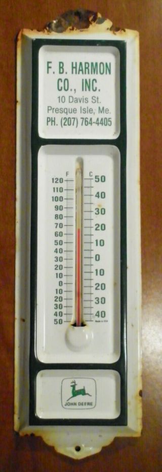 Vintage John Deere Thermometer F.  B.  Harmon Co Inc Presque Isle Maine