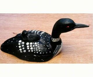 Polyresin Decorative Bird Table Piece - Loon With Chick - Fwc107