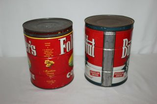Vintage Set 2 Tin Coffee Cans Folgers Butternut Ship Boat 1952 5