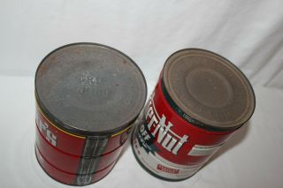 Vintage Set 2 Tin Coffee Cans Folgers Butternut Ship Boat 1952 7