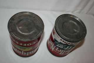 Vintage Set 2 Tin Coffee Cans Folgers Butternut Ship Boat 1952 8