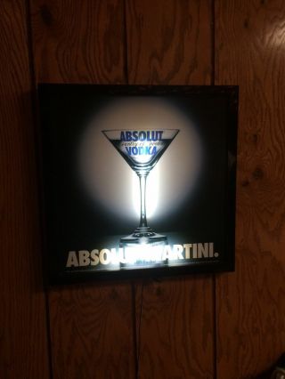 Rare Absolut Vodka Light Up Martini Wall Sign - Great For Display