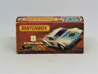 Matchbox Lesney Superfast No8 De Tomaso Pantera Empty " J Type Box " Without
