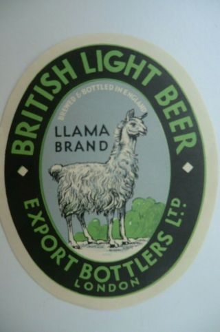Export Bottlers Ltd London British Light Beer Brewery Beer Bottle Label