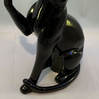 Vintage Black Cat Ceramic Statue Figurine Mid Century Modern 11” 3