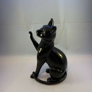 Vintage Black Cat Ceramic Statue Figurine Mid Century Modern 11” 4