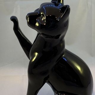 Vintage Black Cat Ceramic Statue Figurine Mid Century Modern 11” 5