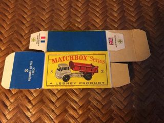 Matchbox - - Empty Box Only - - 3 Bedford Tipper Truck