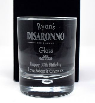 (gd) Personalised Disaronno Glass Tumbler Gift Birthday/dad/grandad/fathers Day