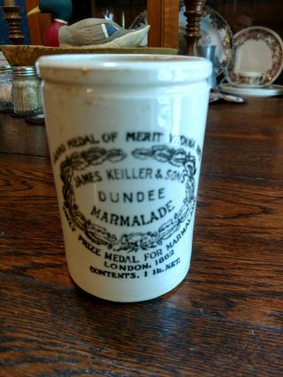 Antique Dundee Marmalade Crock Jar Keiller And Sons