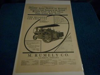 M.  Rumely Co.  La Porte In 1910 Advertisement: Road Locomotive,  Traction Engine