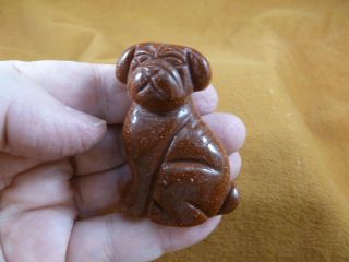 (y - Dog - Sh - 712) Orange Goldstone Shar Pei Pug Sharpei Dog Gem Figurine Carving