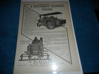 M.  Rumely Co.  La Porte,  In 1910 Advertisement: Traction Plowing Engine Pictured