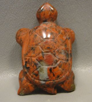 Stone Sea Turtle Figurine Gemstone Animal Carving 1.  75 Inch Red Jasper Rock 2
