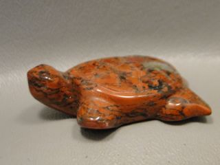 Stone Sea Turtle Figurine Gemstone Animal Carving 1.  75 inch Red Jasper Rock 2 2