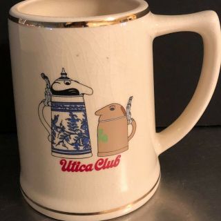 Utica Club Vtg Beer Stein Mug Schultz Dooley Breweriana Made Usa Lewis Bros