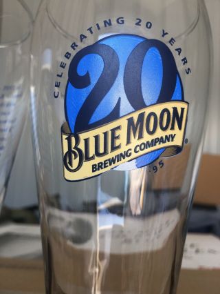 Blue Moon Beer 20th Anniversary Pilsner Glass 16oz.  - Set of 2 Glasses 2
