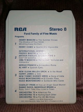 Rca Ford Family Of Fine Music - 8 Track Tape 1972 Pc8s - 591 Stereo