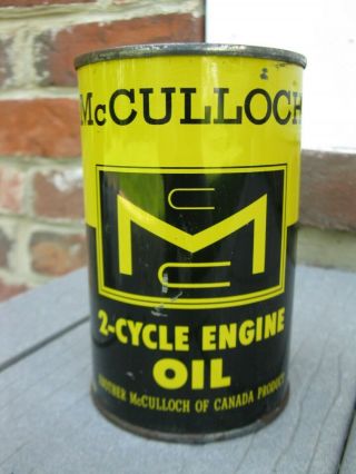 Vintage Full Mcculloch Chain - Saw 2 Cycle Engine Motor Oil Tin Can