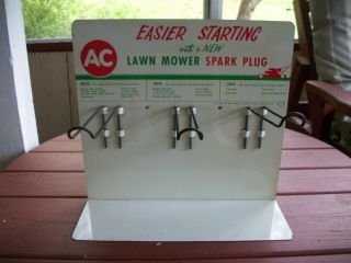 Vtg " Ac " Lawn Mower Spark Plug Store - Garage Display Rack - Sign - Nos - Near