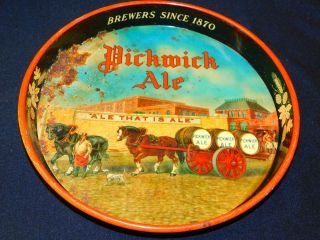 Antique Vintage Pickwick Ale Round Beer Tray Haffenreffer & Co Boston Mass 12 "