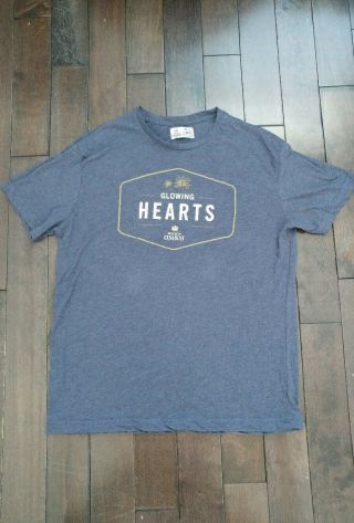 Molson Canadian Beer Glowing Hearts Graphic T - Shirt Blue Grey Unisex Top