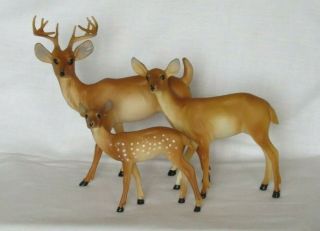 Vintage Set of 3 Hard Plastic Deer Figurines - Diamond P Trademark Hong Kong 2
