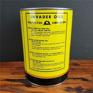 Vintage 1 QT.  INVADER MOTOR OIL CAN PHILLY,  PA EMPTY METAL TOP sign 4