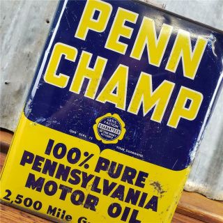 Vintage 2 Gallon Penn Champ Motor Oil Metal Can Butler,  Pa